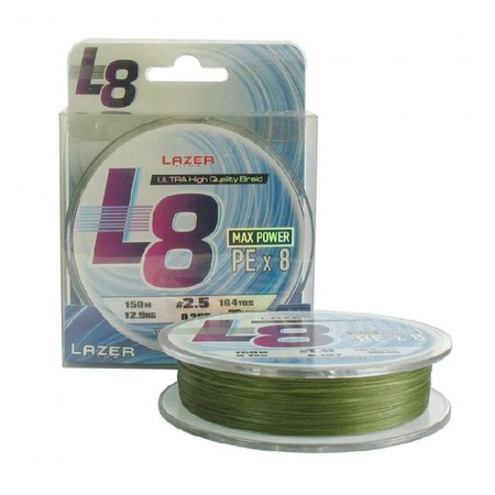 Плетено влакно Lazer L8 Green 150m, 0.153 mm, #0.6, 150 m, 5.3 kg