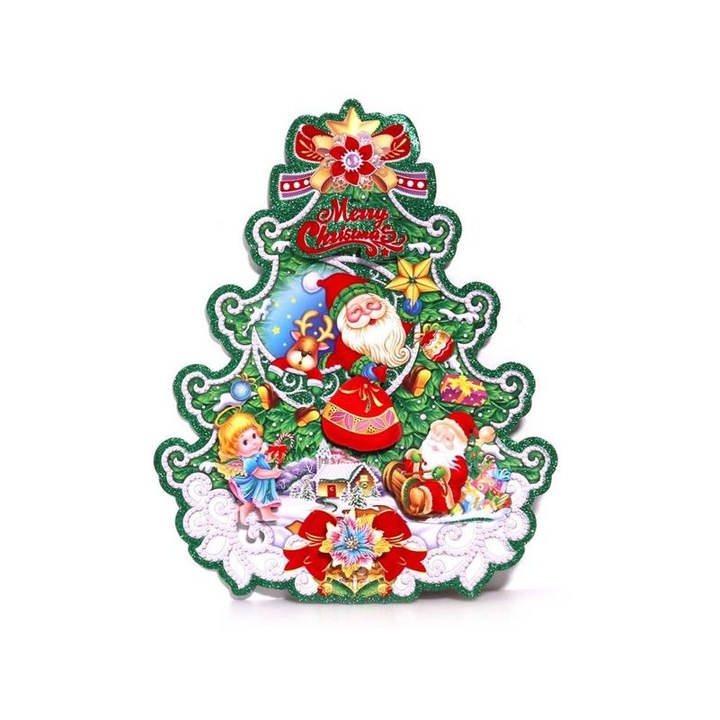 IRIS 4615134 3D karácsonyi koszorú mintás /26x32cm 2db karton dekoráció