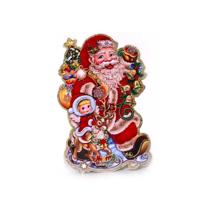 IRIS 4615103 3D Mikulás mintás/28x43cm karton dekoráció