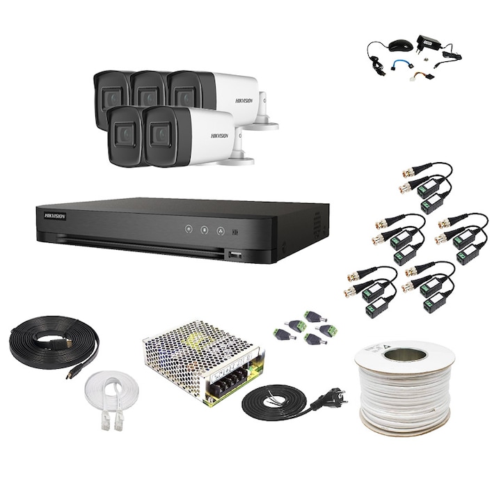 Kit 16 camere ultraprofesional Dahua Starlight 5MP IR 80m, DVR 16 canale 5MP WizSense si accesorii montaj