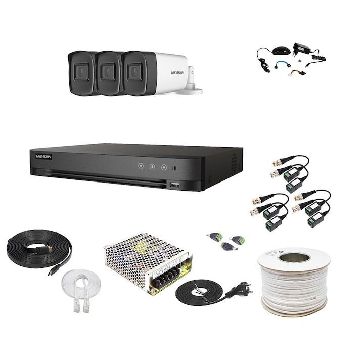 Sistem supraveghere Hikvision 2 camere 5MP Ultra HD Color VU full time ( color noaptea ) DVR 4 canale