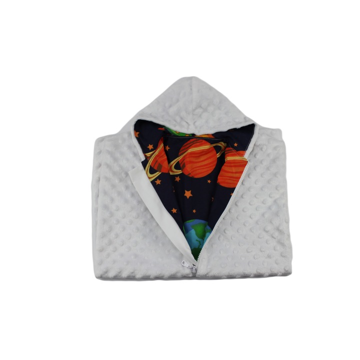 Paturica bebe 2in1, sac de dormit si sac pentru cariucor, imprimeu Cosmos