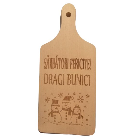 Tocator din lemn, Gravat, Personalizat, 28x12 cm, Sarbatori fericite, Dragi bunici