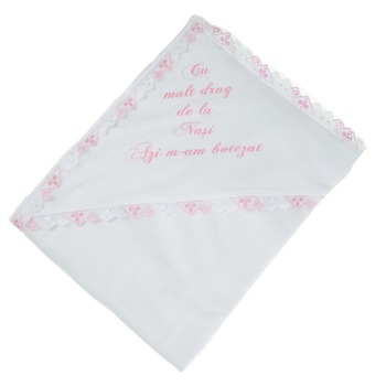 Pled de botez 85 X 85 cm pentru fete Mini Bimbi PL-7, Alb Pled de botez 85 X 85 cm pentru fete Mini Bimbi PL-7, Alb