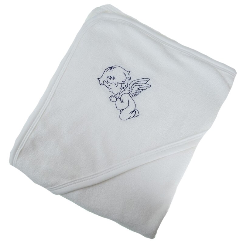 Pled de botez 85 X 100 cm pentru baieti Mini Bimbi PL-9, Alb