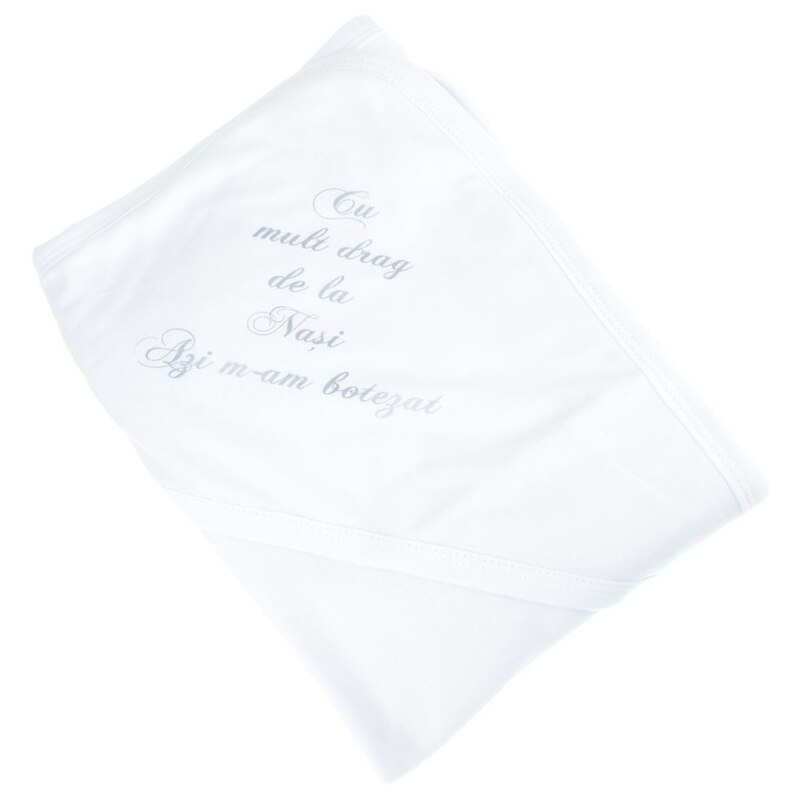 Pled de botez 80 X 80 cm pentru bebelusi Mini Bimbi PL-5, Alb