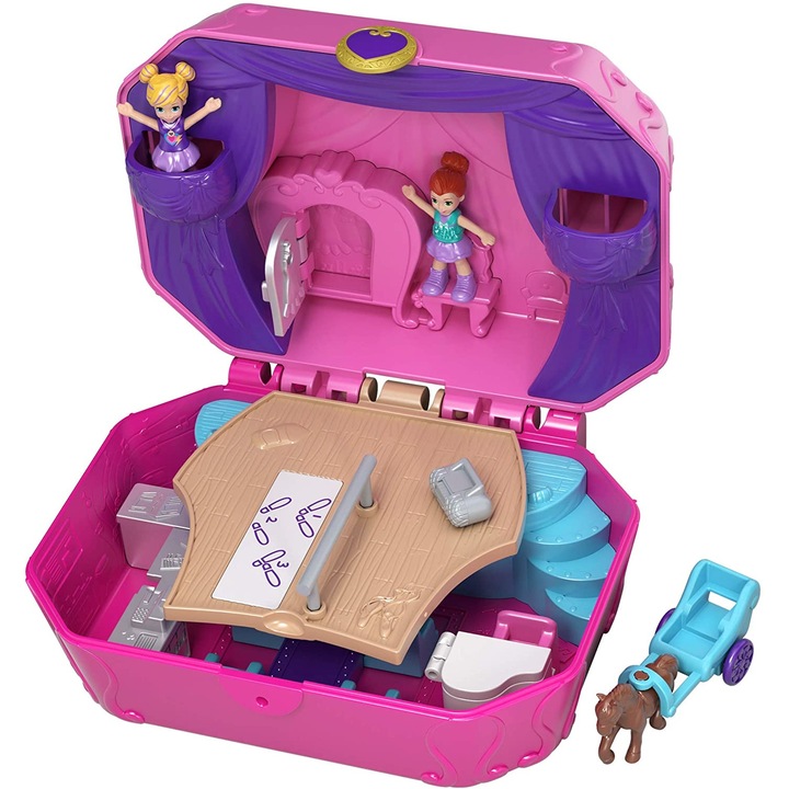 Set de joaca Polly Pocket cu 2 papusi, centrul de balet, cutie muzicala +3 ani