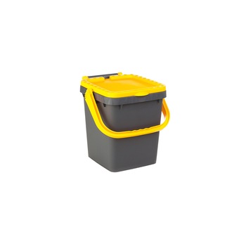 Cos stivuibil cu capac si maner, 20 litri, Ecoplus, galben Cos stivuibil cu capac si maner, 20 litri, Ecoplus, galben