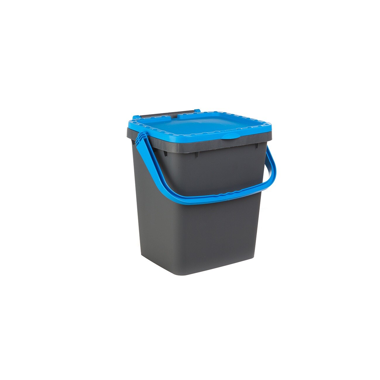 Cos stivuibil cu capac si maner, 35 litri, Ecoplus, albastru