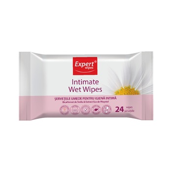 Servetele intime cu extract eco de musetel Expert Wipes, 24 bucati Servetele intime cu extract eco de musetel Expert Wipes, 24 bucati
