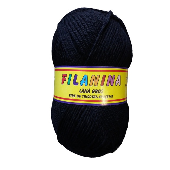 Fir tricotat, Filanina, negru, Lana 100%, 170 m/100g