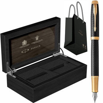 Stilou Parker IM Royal Premium Black / Gold GT Personalizat prin Gravura Laser in Cutie de Lemn Parker si Punga Parker Stilou Parker IM Royal Premium Black / Gold GT Personalizat prin Gravura Laser in Cutie de Lemn Parker si Punga Parker
