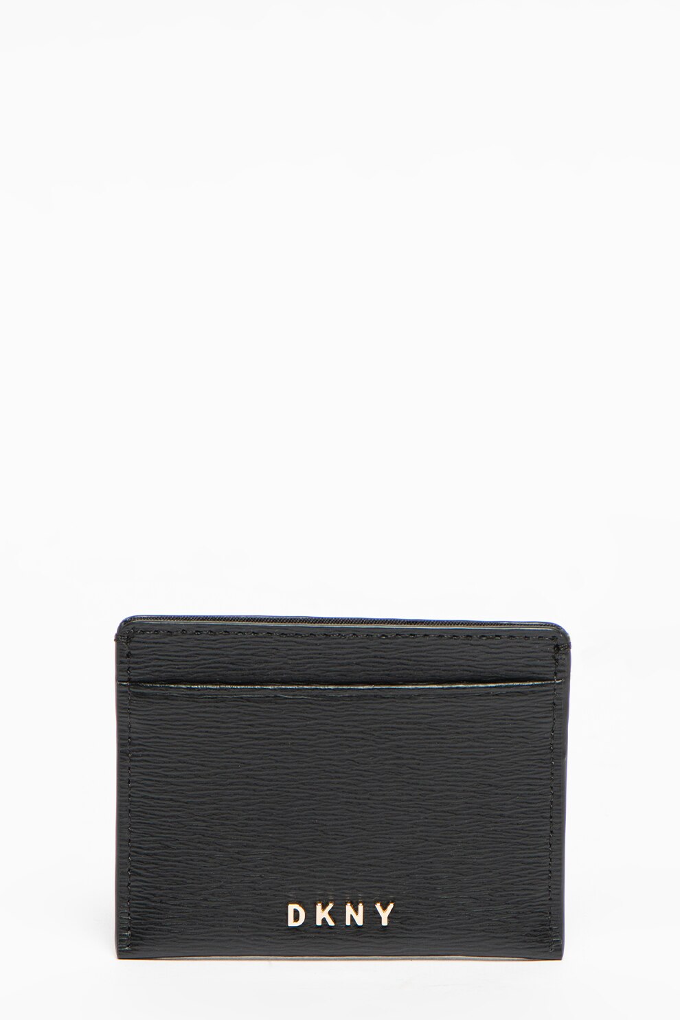 DKNY, Portcart de piele Bryant, Negru/Auriu