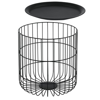 Masuta cafea Flassin, en.casa, 40 x 40 x 37 cm, metal, negru cu blat detasabil si compartiment depozitare depozitare Masuta cafea Flassin, en.casa, 40 x 40 x 37 cm, metal, negru cu blat detasabil si compartiment depozitare depozitare