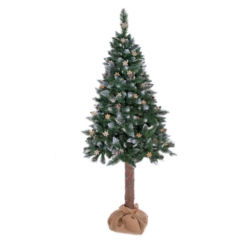 Brad de Craciun, 180 cm, zapada si conuri, pe trunchi natural, design deosebit, Diamentowa Brad de Craciun, 180 cm, zapada si conuri, pe trunchi natural, design deosebit, Diamentowa