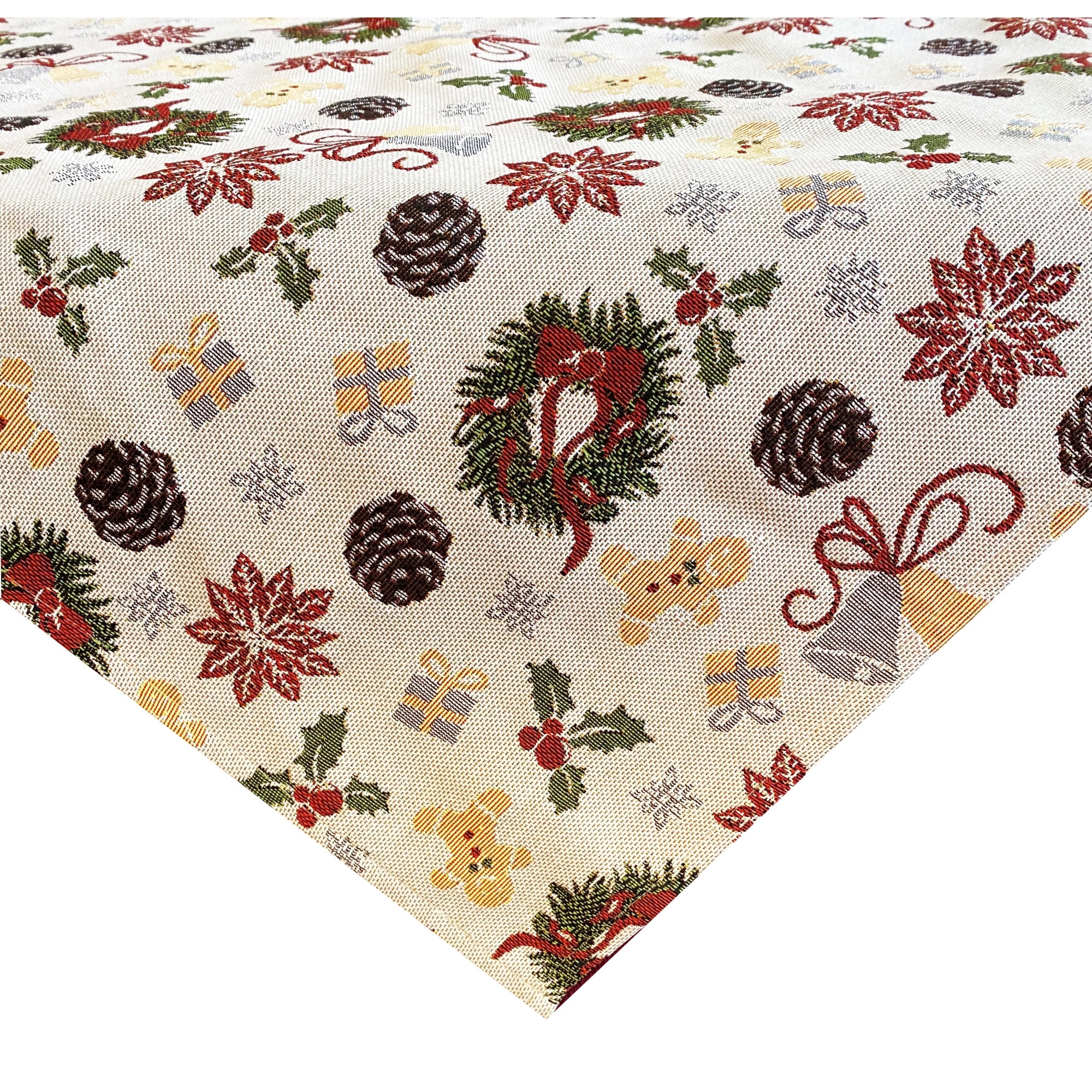 Fata de masa Dekoratex, 80x80 cm, GINGER tesatura tip goblen, cu motive de Craciun