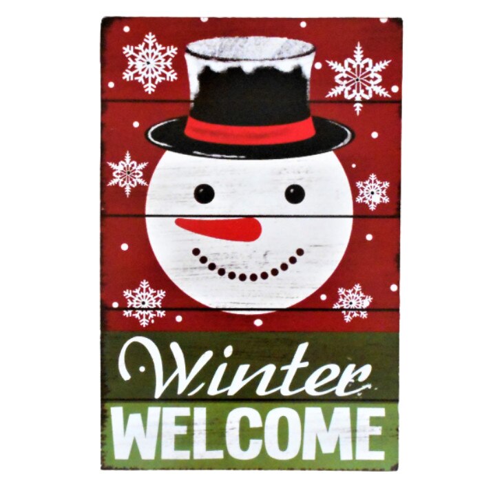 Tablou decorativ cu Leduri , Model Happy Snowman 30 x 44 cm + 2 baterie incluse AA