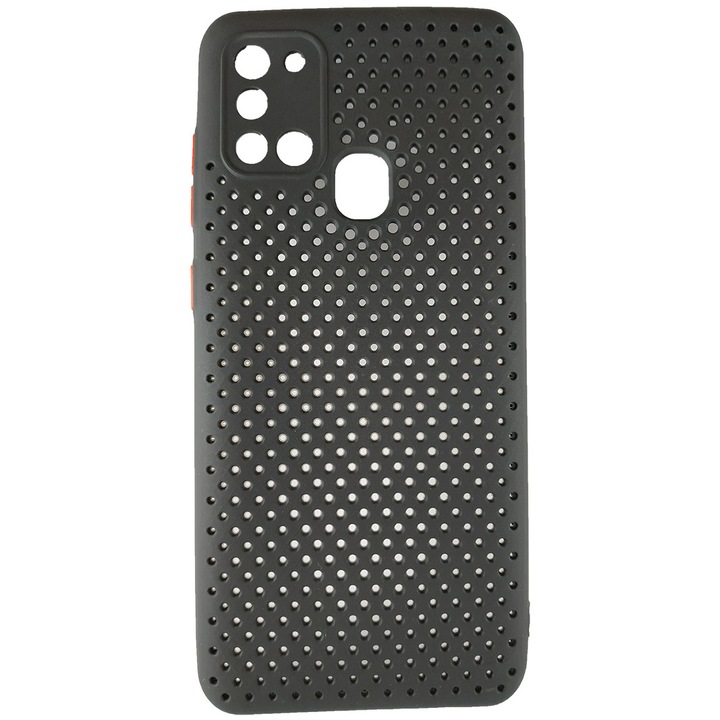 Силиконов гръб Breath Case, Colored TPU, за Samsung Galaxy A21s, Черен/Червен
