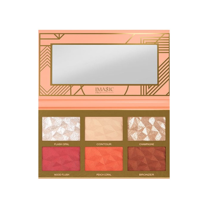 Paleta Iluminatoare pentru Obraji si Contur, Imagic, 6 culori