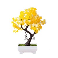 Bonsai artificial cu ghiveci alb si flori galbene
