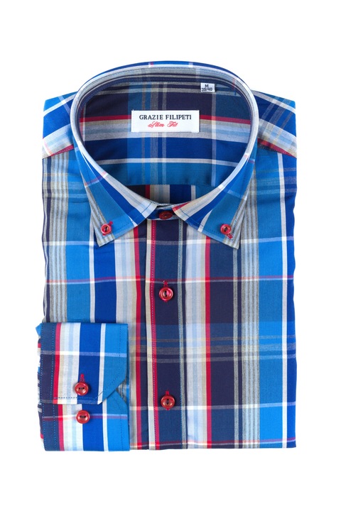 Camasa Grazie Filipeti Slim in carouri albastre