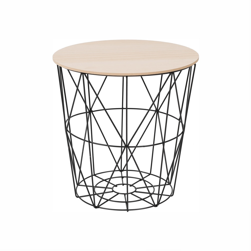 Masuta auxiliara Sani Nancer, 40/34/40 cm, Natural/Negru