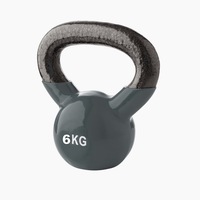 Gantera Kettlebell 6 kg, din fonta, invelis vinil, maner in forma triunghiulara, Gri