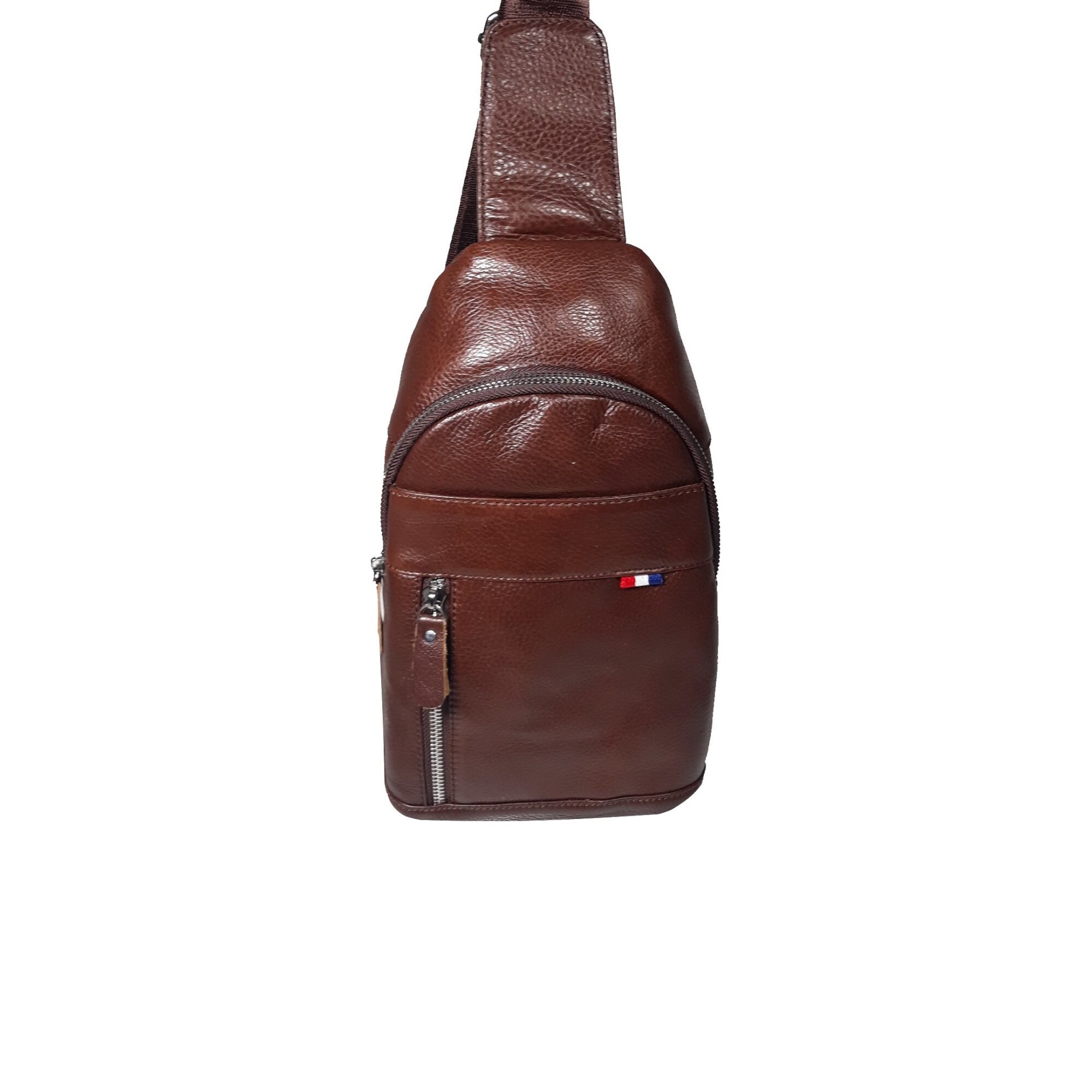 Geanta barbati, din piele naturala, maro castana, dimensiune 30x15x8cm