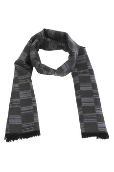 Fular barbat, 185 cm x 32 cm, imprimeu carouri, gri/albastru Fular barbat, 185 cm x 32 cm, imprimeu carouri, gri/albastru