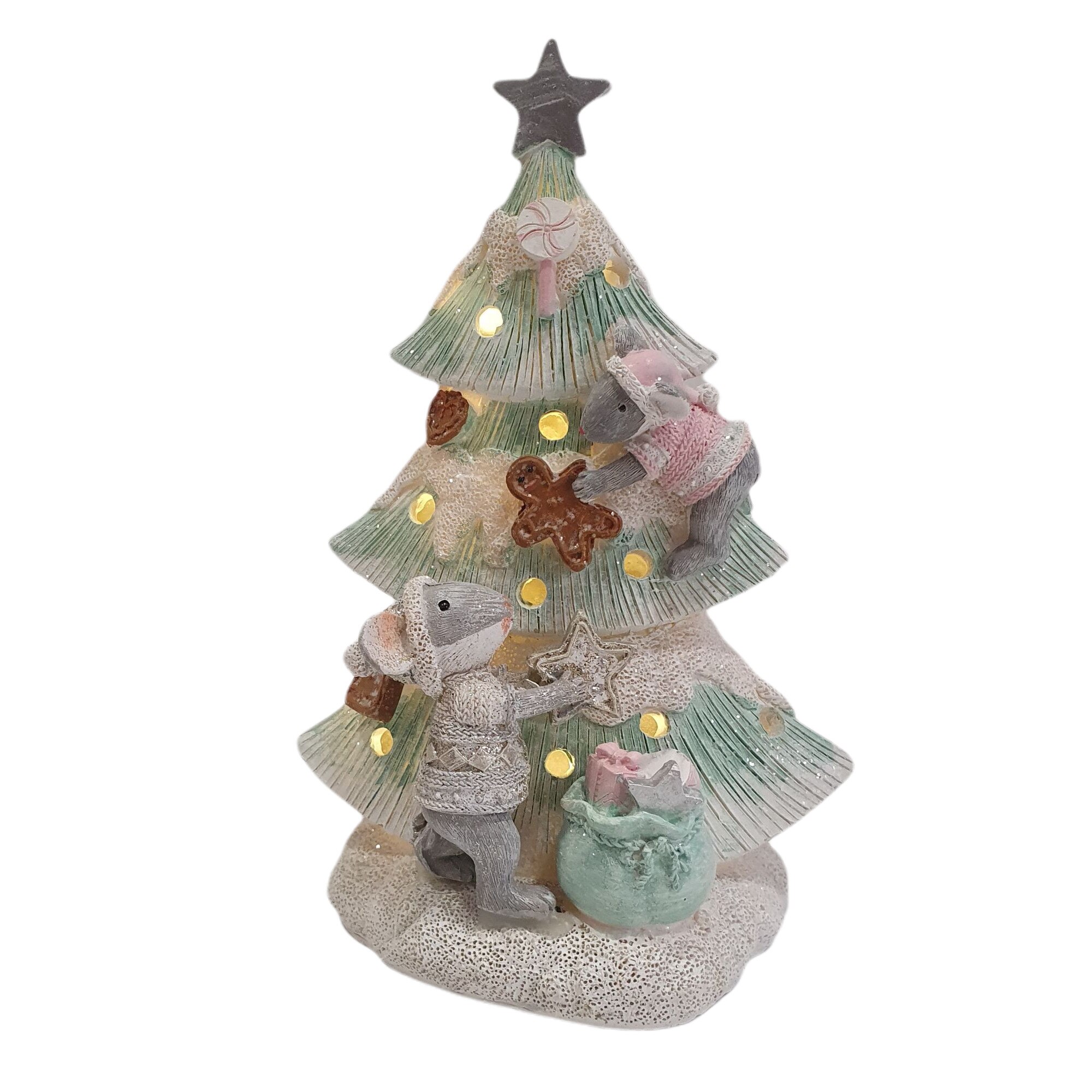 Ornament Craciun bradul de Craciun al soriceilor 13x9x19 cm