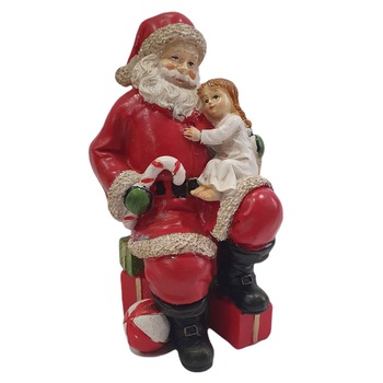 Ornament Craciun Mos Craciun cu fetita 10x10x18 cm Ornament Craciun Mos Craciun cu fetita 10x10x18 cm