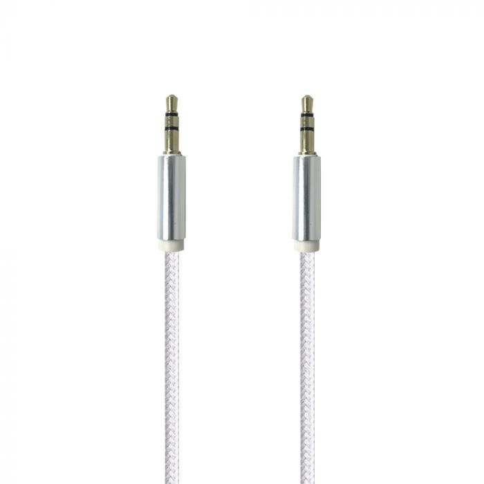 Cablu Jack-Jack 3.5mm 3c, T-T, textil argintiu
