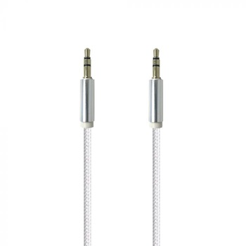 Cablu Jack-Jack 3.5mm 3c, T-T, textil argintiu Cablu Jack-Jack 3.5mm 3c, T-T, textil argintiu