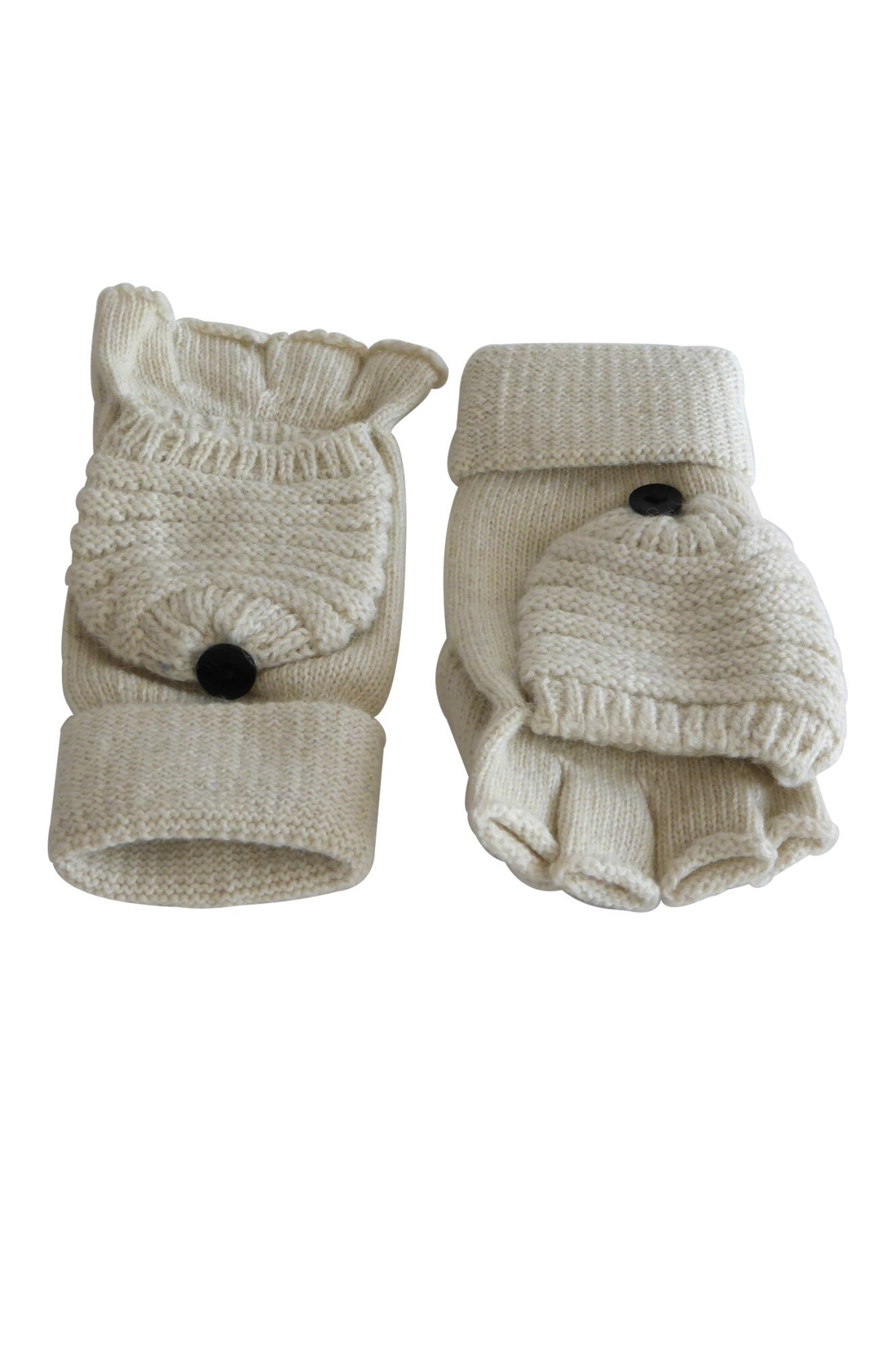 Manusi dama, Univers Fashion, din tricot, cu decupaj la degete, crem, marime S-M