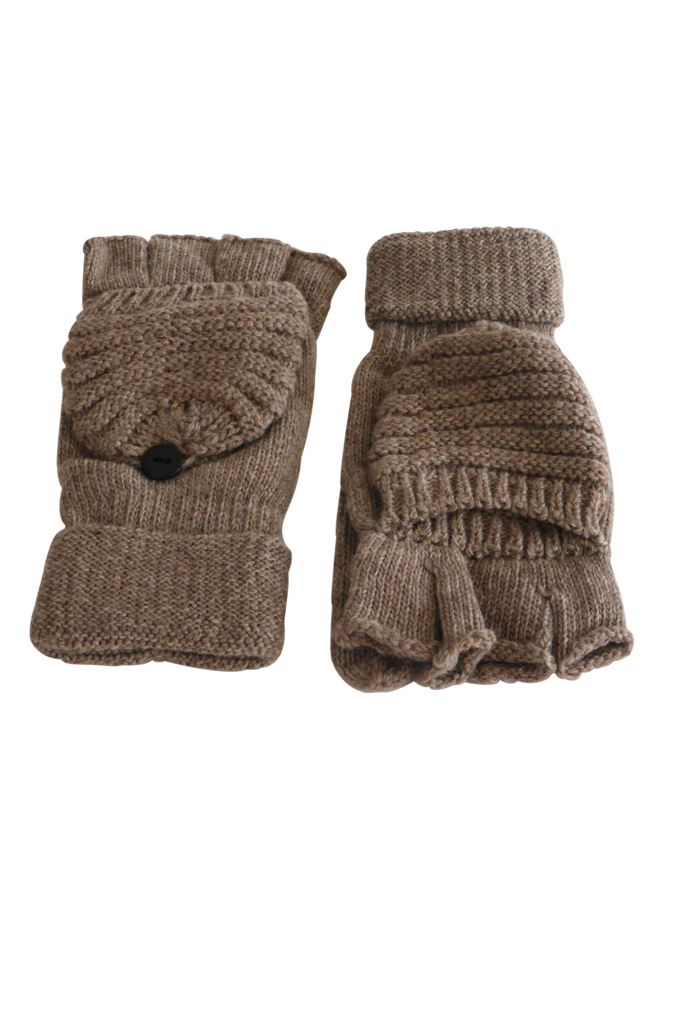 Manusi dama, Univers Fashion, din tricot, cu decupaj la degete, maro, marime S-M