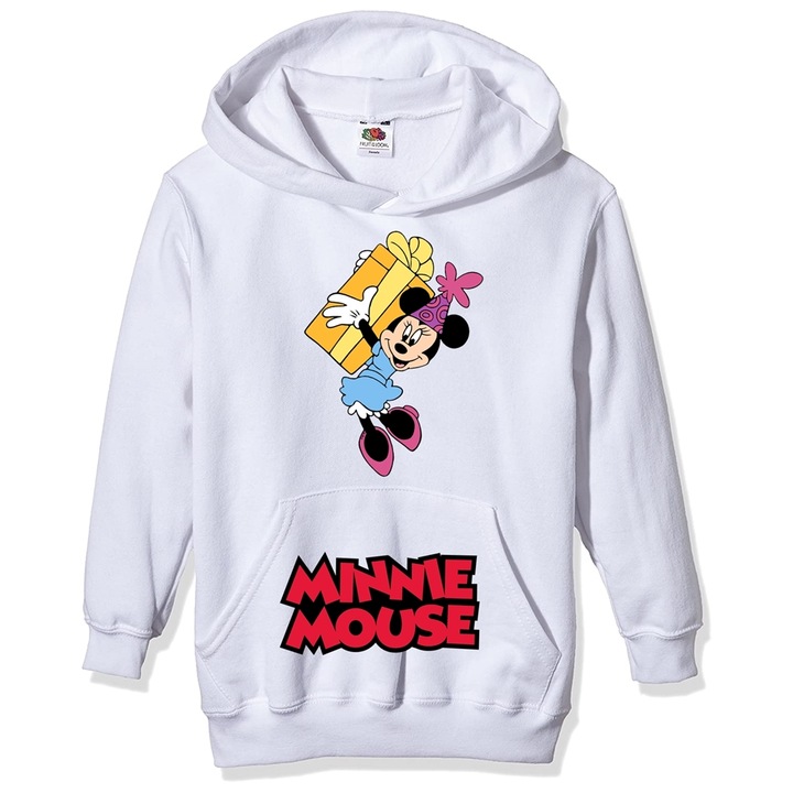 Hanorac personalizat copii minnie mouse, Bumbac, Alb, 7-8 ani