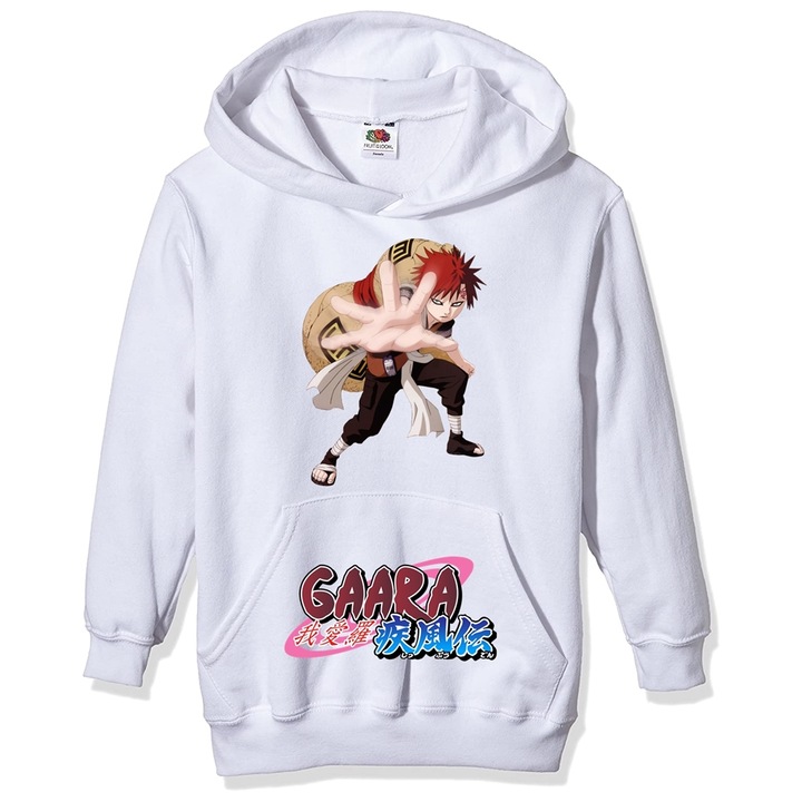 Hanorac personalizat unisex naruto gaara, Bumbac, Alb, XL