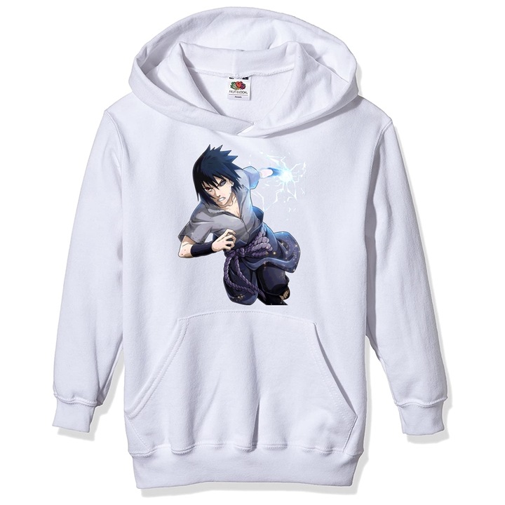 Персонализирано унисекс суичър наруто саске, памук, бяло, XL