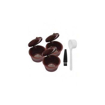 Set 3 capsule de cafea reincarcabila, lavabila 9g/40 ml, maro, periuta+lingurita, compatibil Dolce Gusto Set 3 capsule de cafea reincarcabila, lavabila 9g/40 ml, maro, periuta+lingurita, compatibil Dolce Gusto