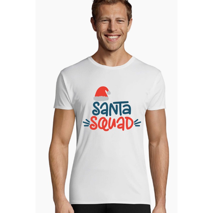 Tricou Barbat , Personalizat "Team Santa", S, Alb