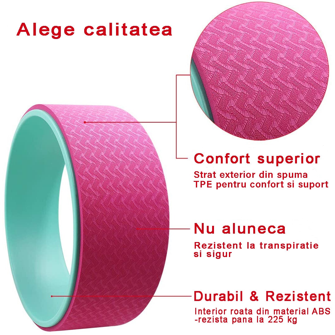 Roata Roz Roata yoga, GO4FIT, roata pilates roz - eMAG.ro
