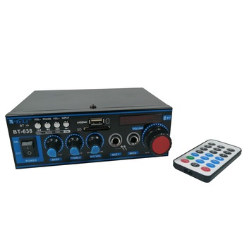 Amplificator bluetooth digital, tip Statie, 2 x 30 W, intrari USB-SD, doua intrari microfon Amplificator bluetooth digital, tip Statie, 2 x 30 W, intrari USB-SD, doua intrari microfon