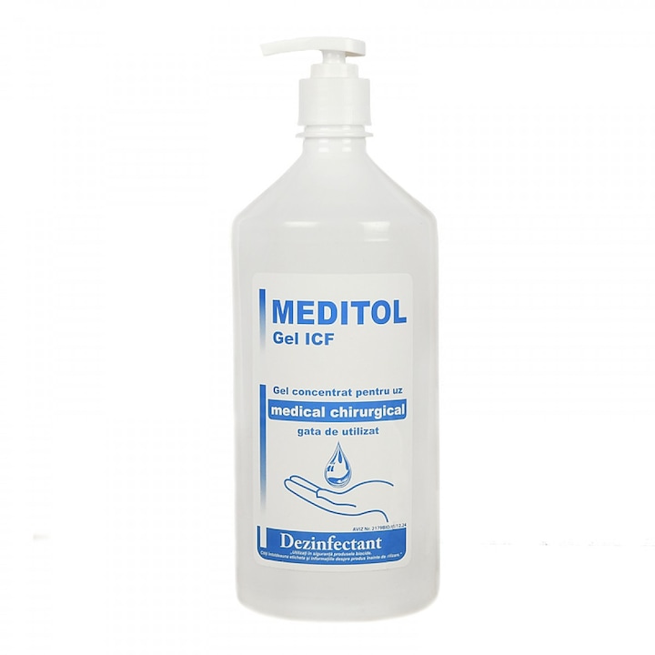 Gel dezinfectant pentru maini, Meditol, cu pompita- 1L