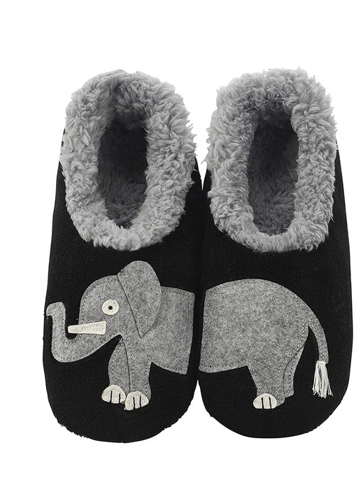 Papuci casa, papuci pufosi de casa imblaniti dama Snoozies Animal lovers, Negru, 38-40