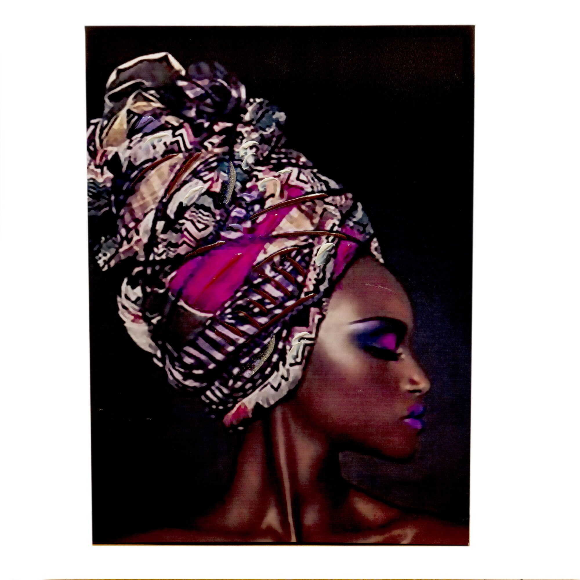 Tablou 'Negresa cu turban colorat', 69,5 x49,5 cm, realizat pe panza