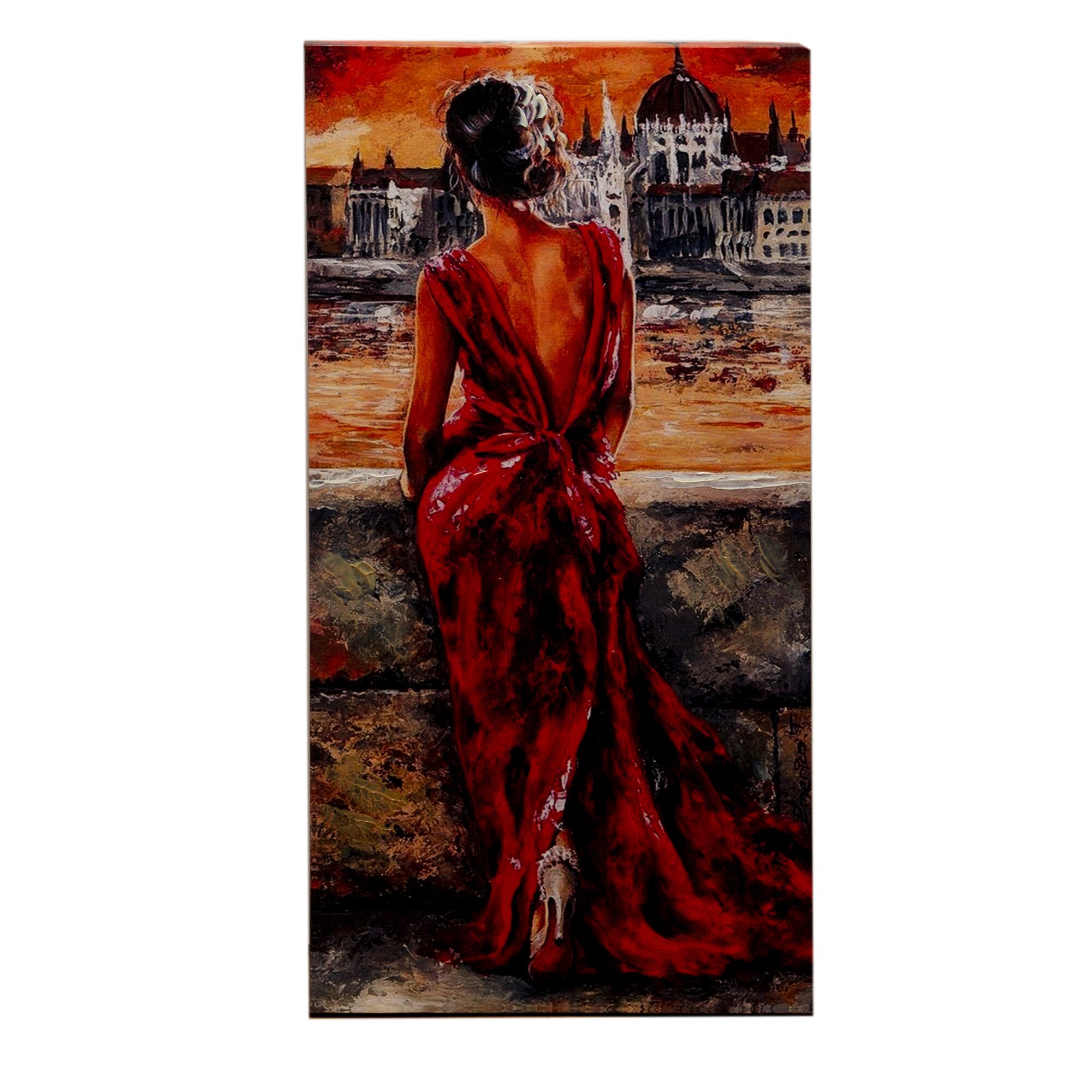 Tablou 'Doamna chic', 59,5 x 29,5 cm, realizat in ulei pe panza