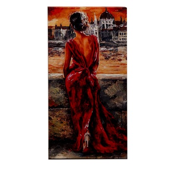 Tablou 'Doamna chic', 59,5 x 29,5 cm, realizat in ulei pe panza Tablou 'Doamna chic', 59,5 x 29,5 cm, realizat in ulei pe panza