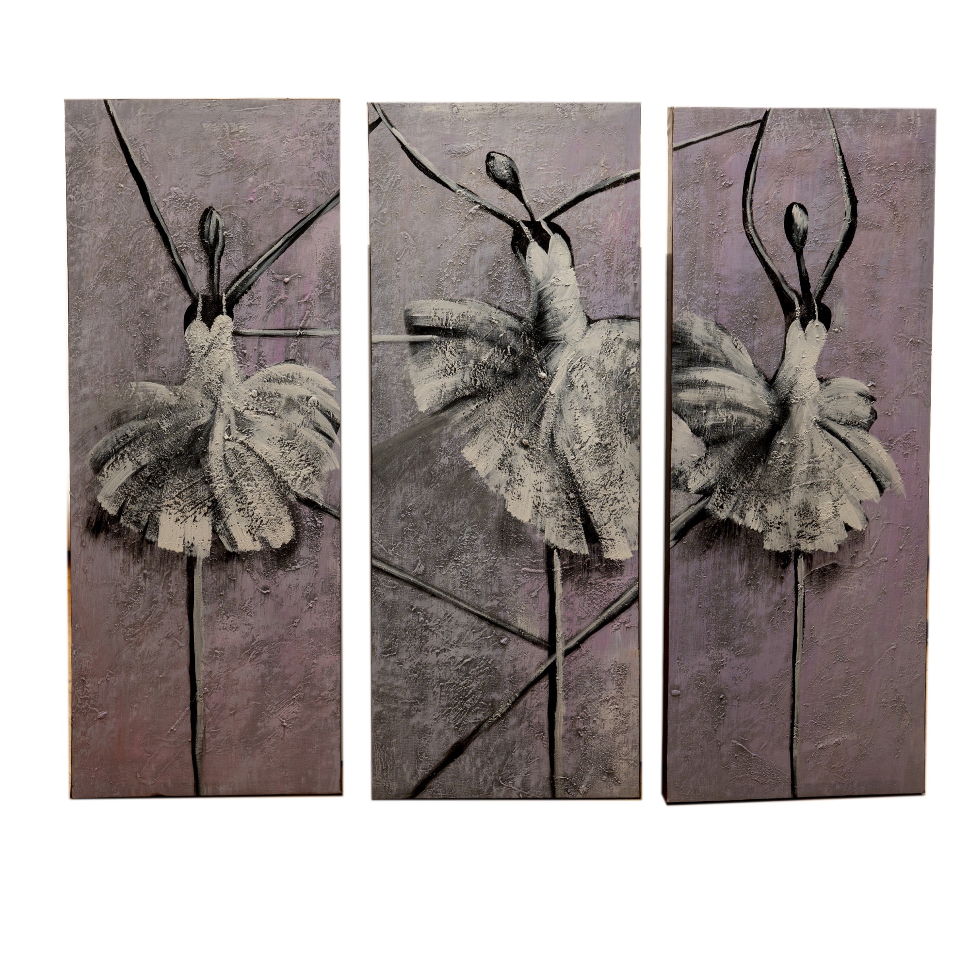 Set 3 tablouri balerina, 79.5 x 29.5 cm, realizate manual