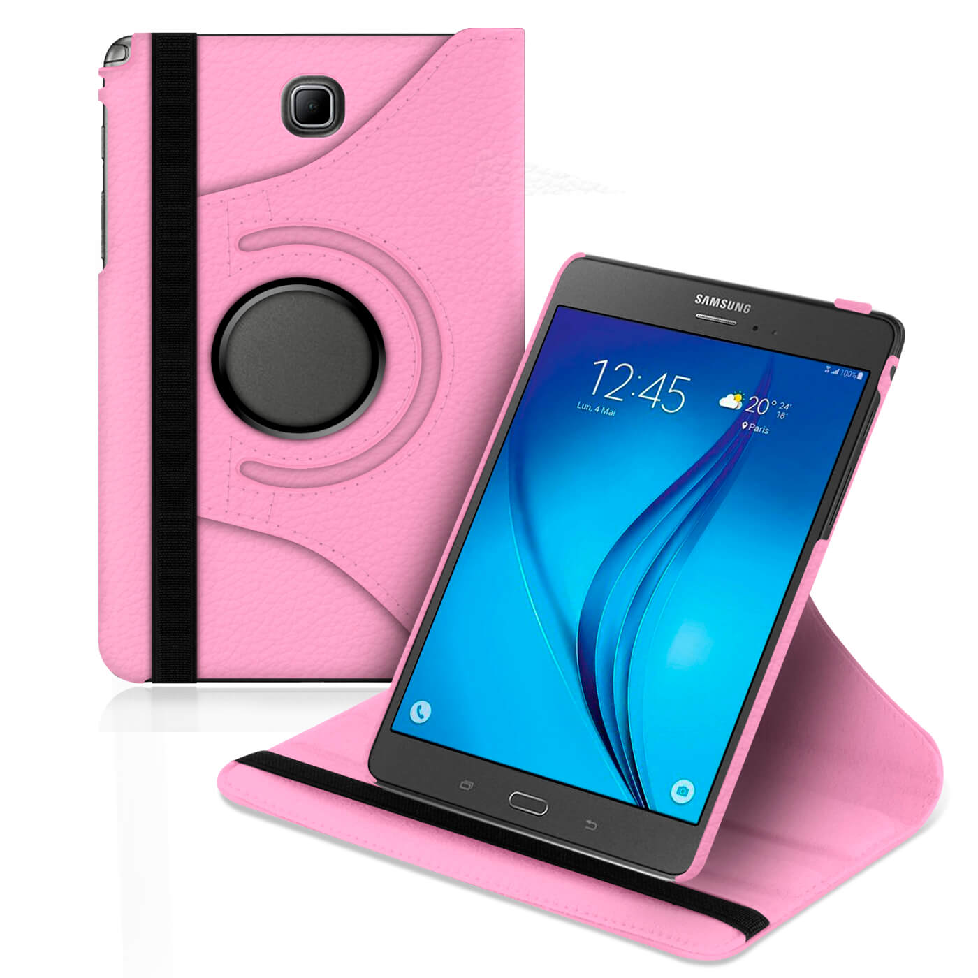 Husa de protectie tableta 360° pentru Samsung Galaxy Tab A 8.0"/T350, Piele ecologica, Roz