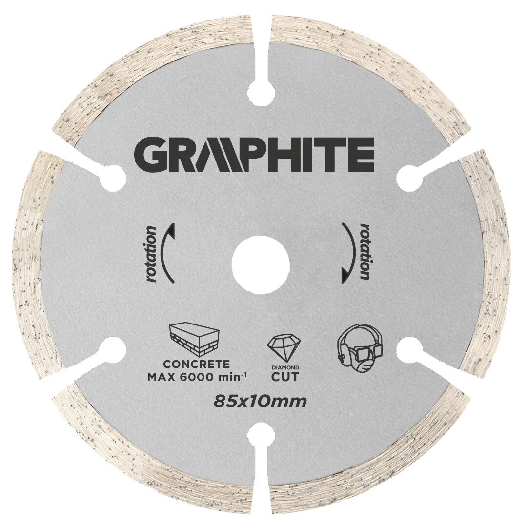 Disc diamantat segmentat, 85 x 10 mm, pentru beton, Graphite 55H550